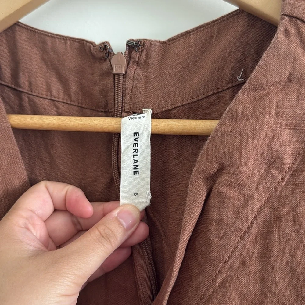 Everlane 100% Linen Wide Leg Jumpsuit - Brown (6)